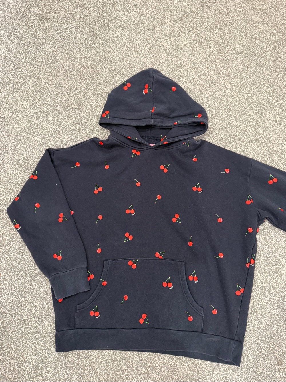 Women's Navy Cherry Print Hoodie Sweatshirt